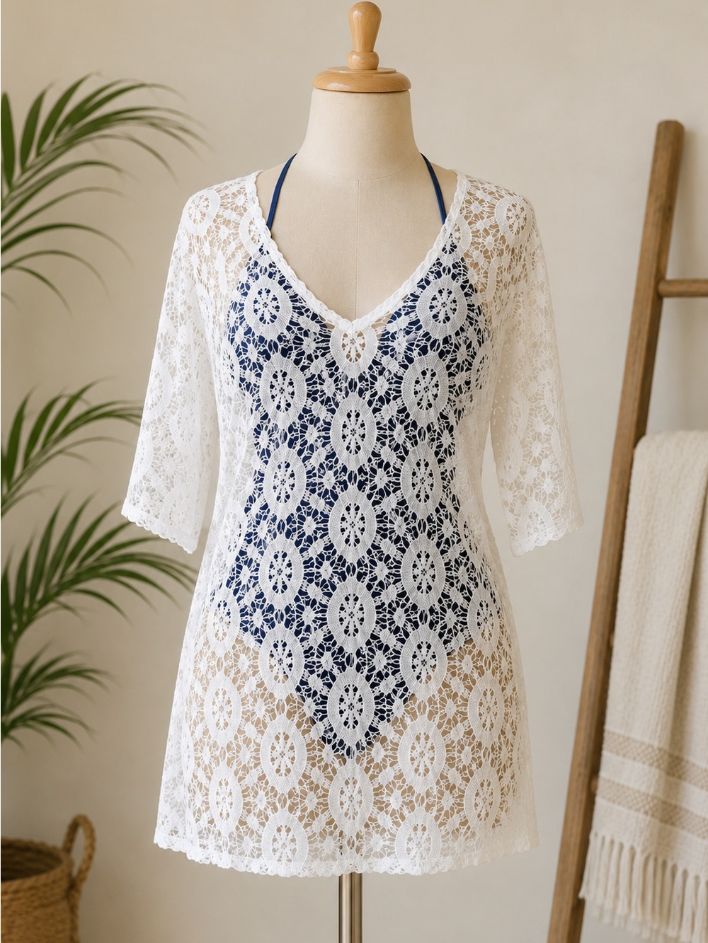 White lace swimsuit cover up